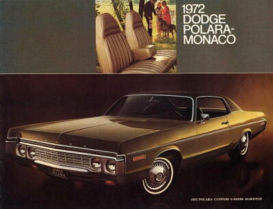 1972 Dodge Polara and Monaco sales catalog cover, sporting a Polara Custom 2-door Hardtop