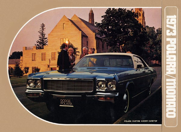 1973 Dodge Monaco Polara sales catalog showing Dodge Polara four door 