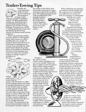 Important trailer towing tip #1: don't have a flat tire. Tip # 2: tie some loose 8-track tape to the fan grille to create fun for all